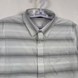Travis Mathew Mens Short Sleeve Striped Button Down Shirt Size Large